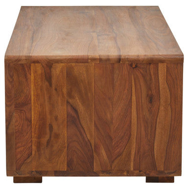 Solid Sheesham Wood Coffee Table with Open Centre and Lower Storage Shelf | Surati
