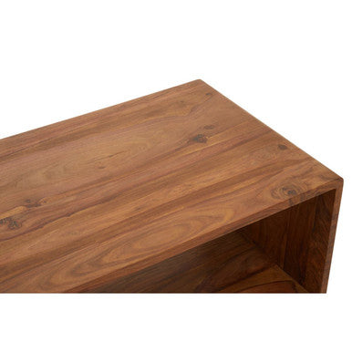 Solid Sheesham Wood Coffee Table with Open Centre and Lower Storage Shelf | Surati