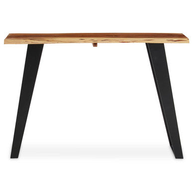 Natural Live Edge Acacia Wood Top Console Table with Black Iron Legs, Surax