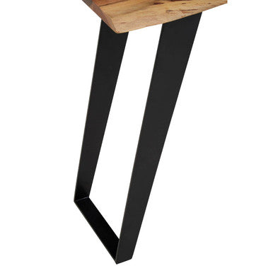 Natural Live Edge Acacia Wood Top Console Table with Black Iron Legs, Surax