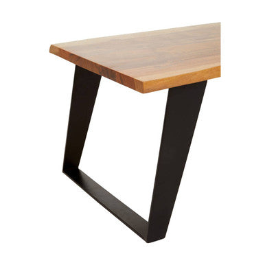 Live Edge Acacia Wood Top Coffee Table with Black Iron Legs, Surax