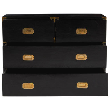 Sarter Black Mango Wood Chest of 4 Drawers