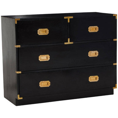 Sarter Black Mango Wood Chest of 4 Drawers