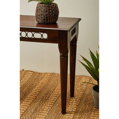 Dark Sheesham Wood Console Table with Iron Finishings, Srina