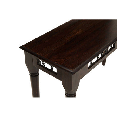 Dark Sheesham Wood Console Table with Iron Finishings, Srina