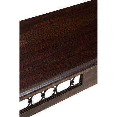Dark Sheesham Wood Console Table with Iron Finishings, Srina