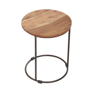 Nest of 3 Natural Mango Wood Side Tables with Brown Iron Legs, Boho