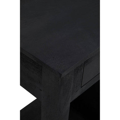 Black Mango Wood Console Table with 20-Bottle Wine Storage and 3 Drawers, Fusion