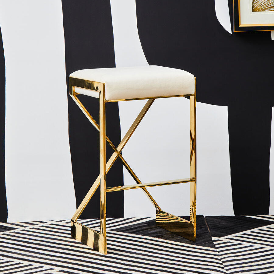 Azalea Ivory And Gold Finish Bar Stool