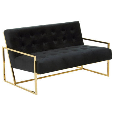 2 Seater Black Velvet Sofa, Azalea