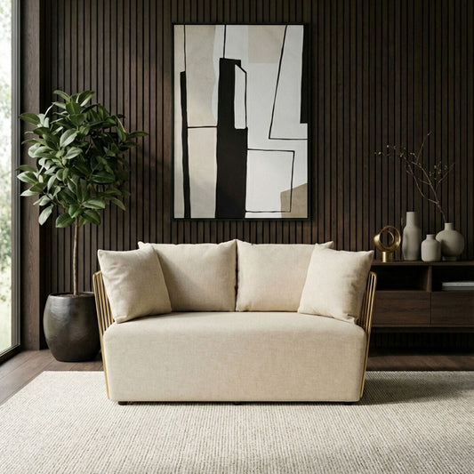 2 Seater Natural Fabric Sofa, Azalea
