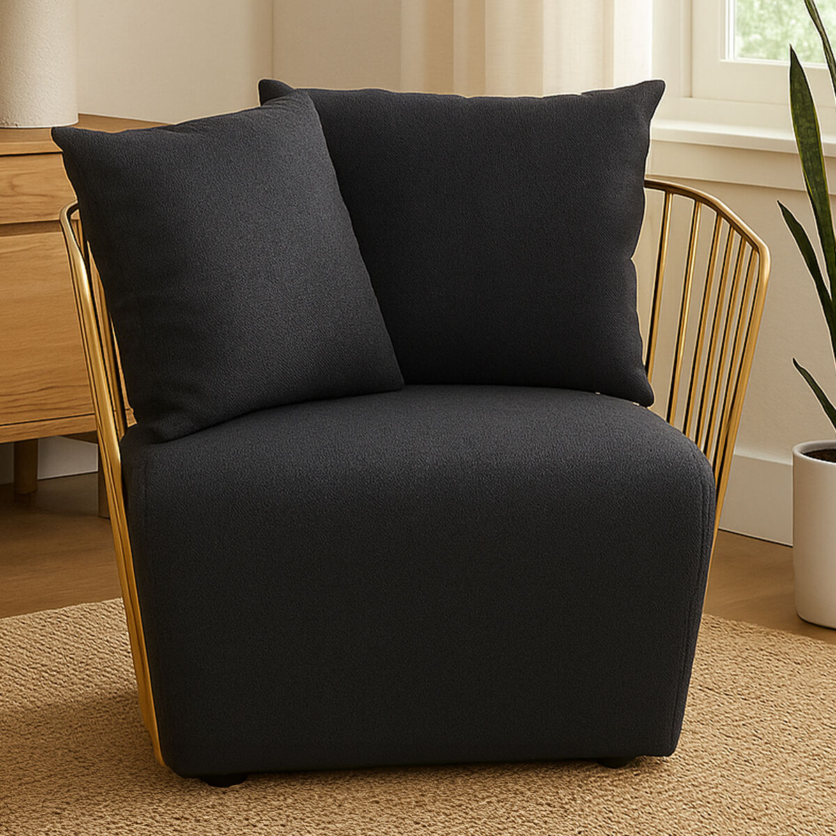 Azalea Black Fabric and Metal Chair