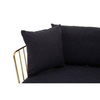 2 Seater Black Fabric Sofa, Azalea