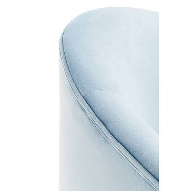 Yasmeen Aqua Blue Velvet Tub Armchair with Gold Finish Metal Legs
