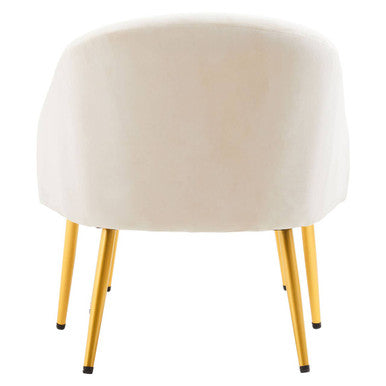 Yasmeen Dark Beige Velvet Chair and Footstool with Gold Powder Coated Legs