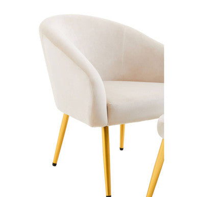 Yasmeen Dark Beige Velvet Chair and Footstool with Gold Powder Coated Legs