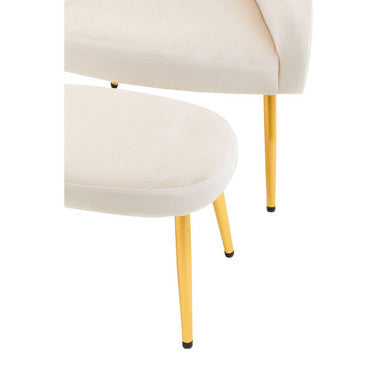 Yasmeen Dark Beige Velvet Chair and Footstool with Gold Powder Coated Legs