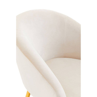 Yasmeen Dark Beige Velvet Chair and Footstool with Gold Powder Coated Legs