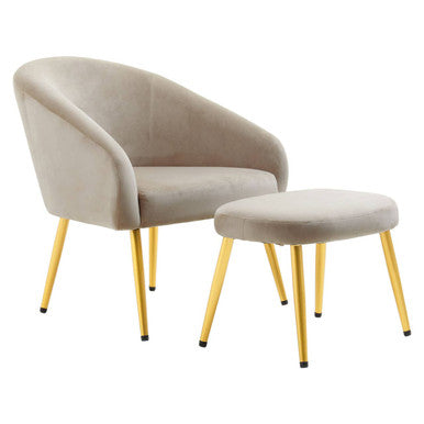 Yasmeen Mink Velvet Chair And Footstool