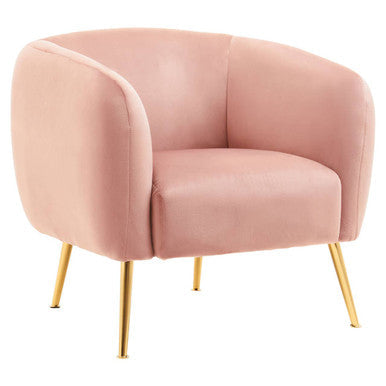 Yasmeen Pink Velvet Armchair with Gold Finish Metal Legs