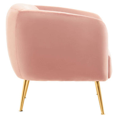 Yasmeen Pink Velvet Armchair with Gold Finish Metal Legs