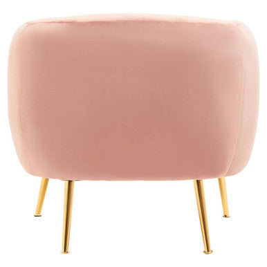 Yasmeen Pink Velvet Armchair with Gold Finish Metal Legs