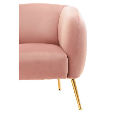Yasmeen Pink Velvet Armchair with Gold Finish Metal Legs