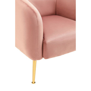 Yasmeen Pink Velvet Armchair with Gold Finish Metal Legs