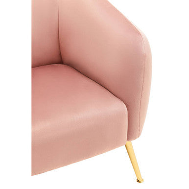 Yasmeen Pink Velvet Armchair with Gold Finish Metal Legs