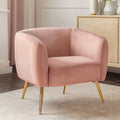 Yasmeen Pink Velvet Armchair with Gold Finish Metal Legs
