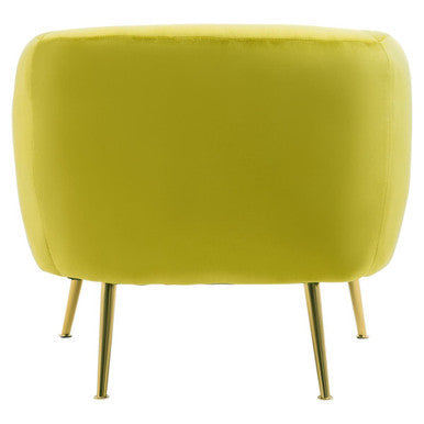 Yasmeen Olive Velvet Armchair with Gold Finish Metal Legs