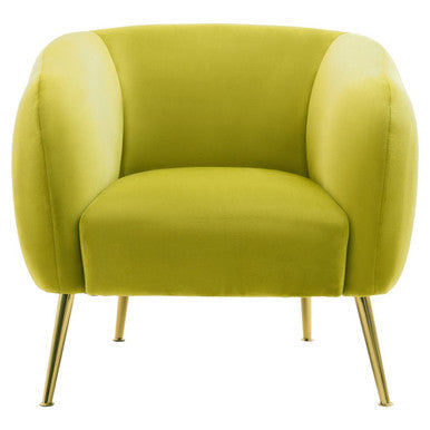 Yasmeen Olive Velvet Armchair with Gold Finish Metal Legs