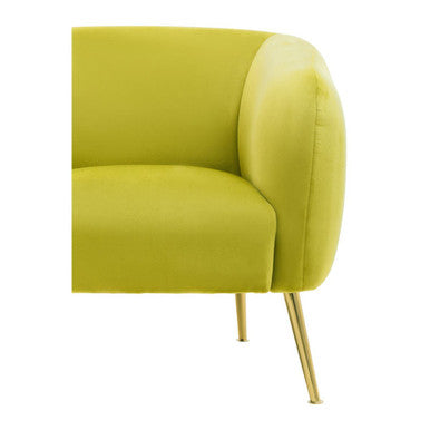 Yasmeen Olive Velvet Armchair with Gold Finish Metal Legs