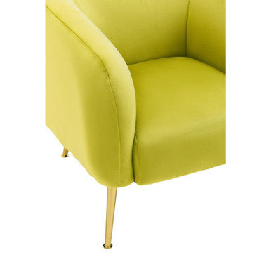 Yasmeen Olive Velvet Armchair with Gold Finish Metal Legs