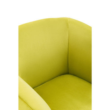 Yasmeen Olive Velvet Armchair with Gold Finish Metal Legs