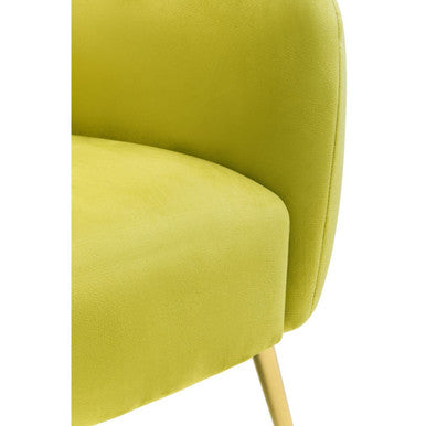 Yasmeen Olive Velvet Armchair with Gold Finish Metal Legs
