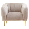 Yasmeen Mink Velvet Barrel Back Armchair with Channel Detail