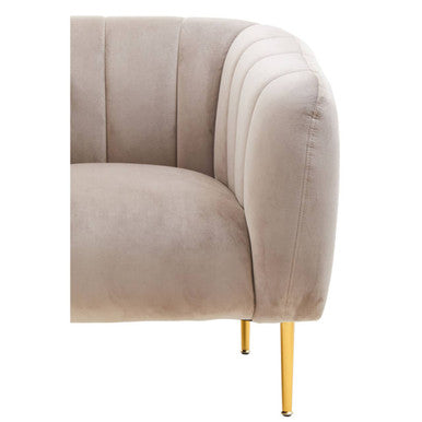 Yasmeen Mink Velvet Barrel Back Armchair with Channel Detail