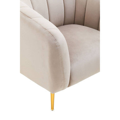 Yasmeen Mink Velvet Barrel Back Armchair with Channel Detail