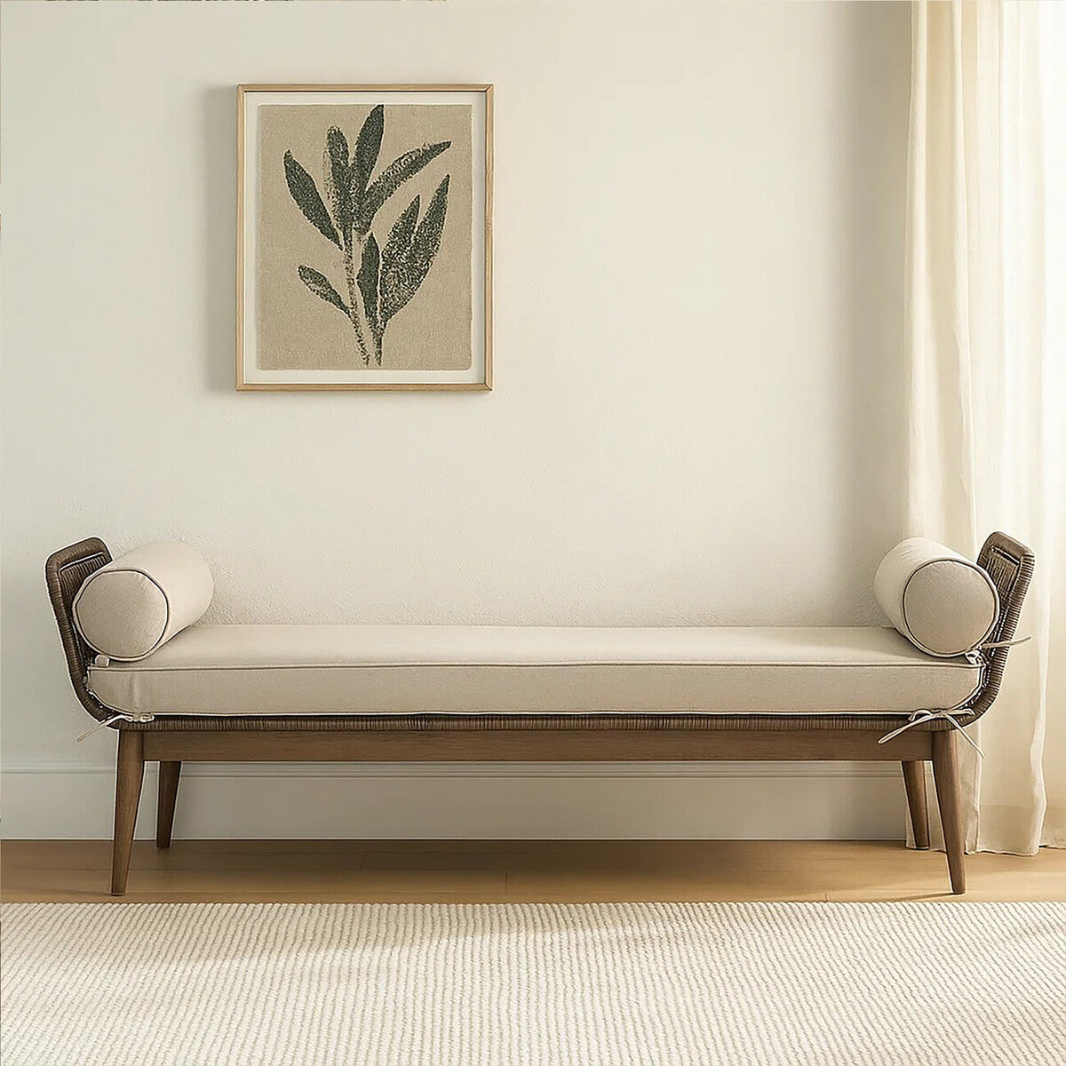 Natural Rope Woven Longue Bench with Cushions, Opus
