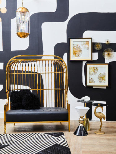 2 Seater Gold Dome Cage Sofa, Eliza