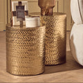Templar Gold Iron Set of 2 Side Tables and Stools with Chevron Pattern