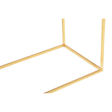 Gold Finish Metal Console Table with White Marble Rectangular Top, Templar