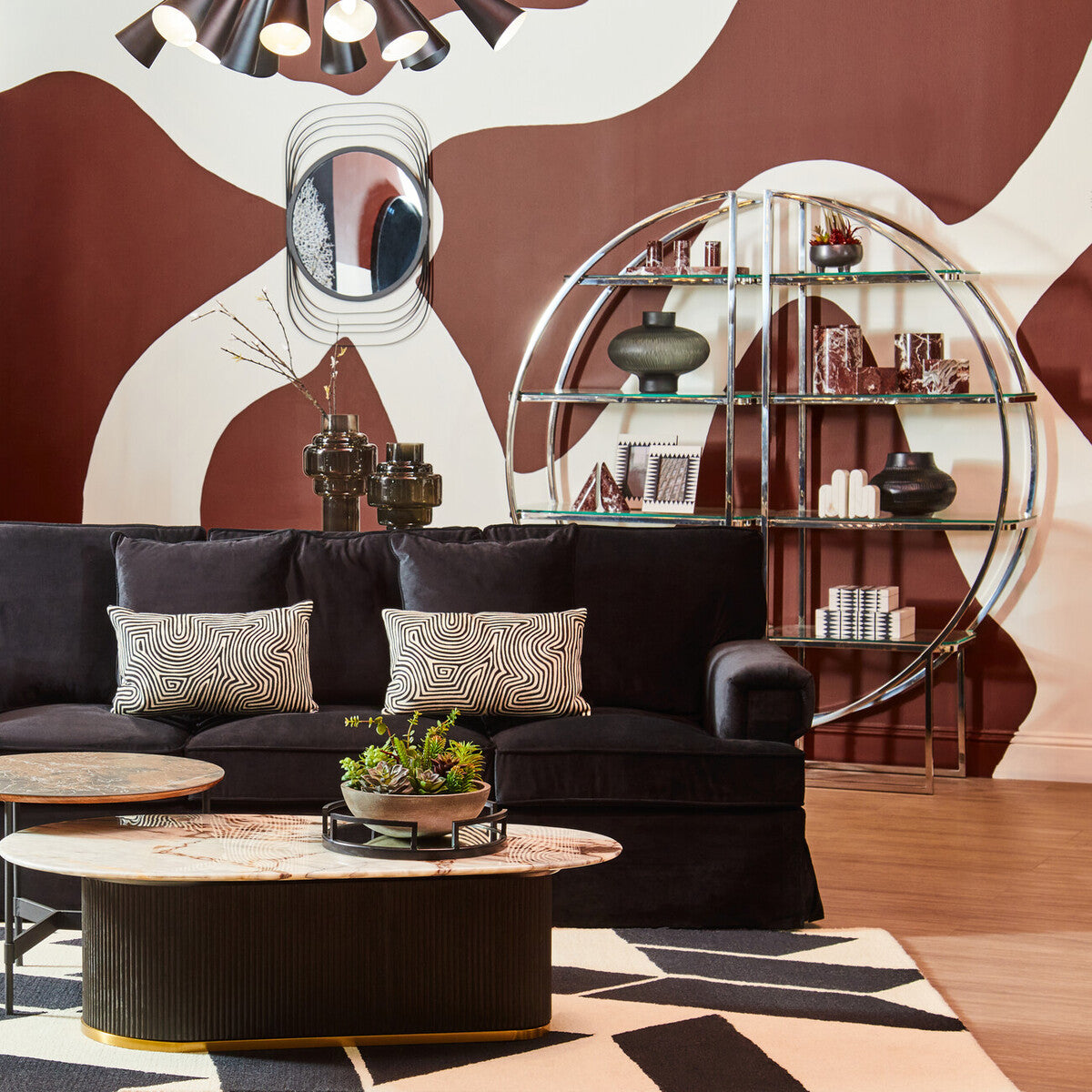 Black Metal Base Coffee Table with Grey Slate Top, Doha