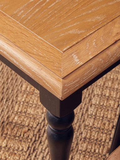 Antique Grey Oak Top Side Table with Black Birchwood Legs, Kensington Townhouse