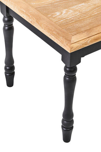 Antique Grey Oak Top Side Table with Black Birchwood Legs, Kensington Townhouse