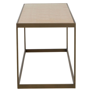 Brown Oak Veneer Top and Brushed Brass Frame Coffee Table, Grenoble