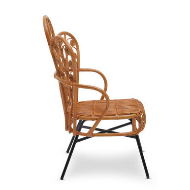 Java Natural Rattan Chair with Scalloped Back