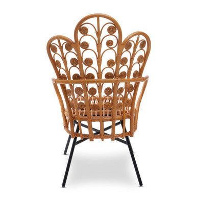 Java Natural Rattan Chair with Scalloped Back