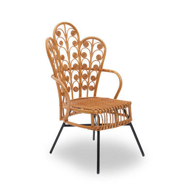 Java Natural Rattan Chair with Scalloped Back